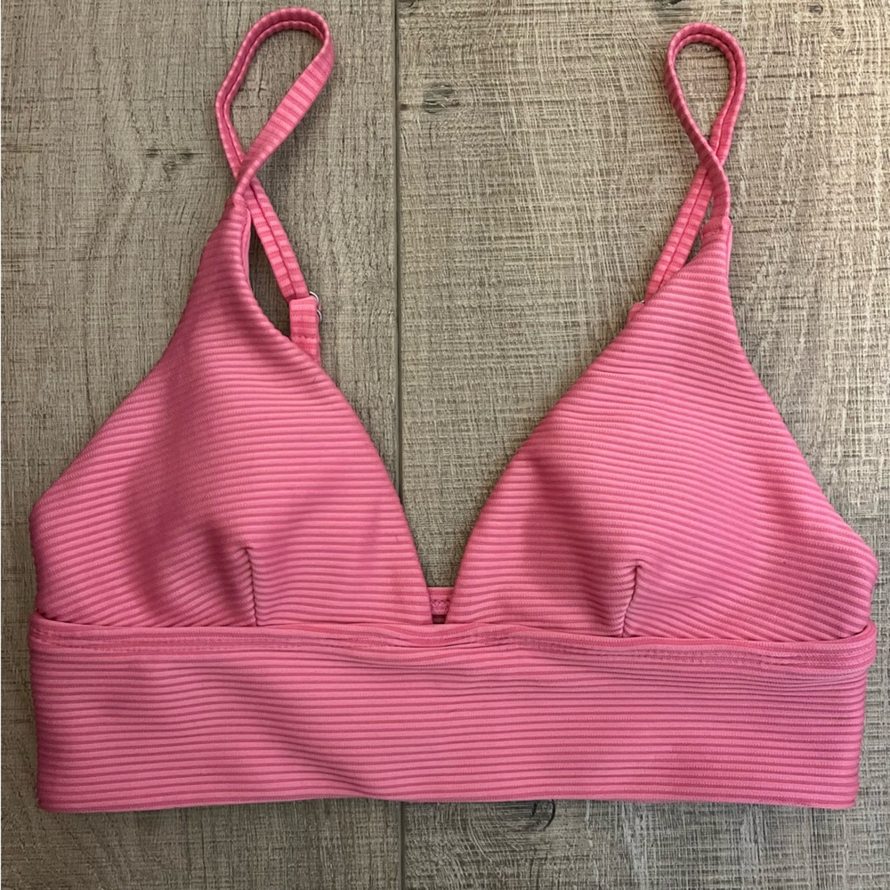 Aeropostale Bikini Swim Top Barbie Pink Ribbed Size Small